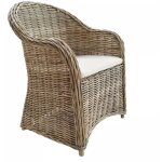 Meubletmoi - fauteuil en kubu naturel tress� avec coussin blanc ? maeva 2