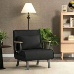 Fauteuil lit convertible 1 place ? canap� lit avec housse amovible et coussin moelleux pieds en m�tal ...