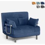 Fauteuil lit pliant gain de place en velours deborah twin lux - bleu