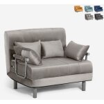Fauteuil lit pliant gain de place en velours deborah twin lux - gris