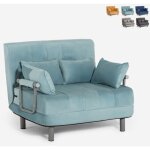 Fauteuil lit pliant gain de place en velours deborah twin lux - turquoise