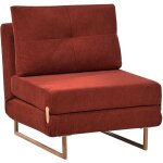 Fauteuil - lit simple en tissu rembourré pour 1 personne dépliable rouge jerslev Fauteuil - lit simple en tissu rembourré pour 1 personne dépliable rouge jerslev