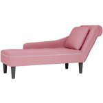 Fauteuil long avec coussin et accoudoir droit rose velours vidaxl