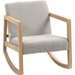 Homcom - fauteuil lounge  bascule bois hva revtement effet peau de mouton polyester gris