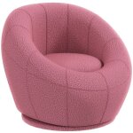 Fauteuil lounge pivotant rose velours - si�ge d'appoint ultra confortable 120kg pour salon, design moderne ...