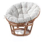 Fauteuil loveuse 102x102x80 cm en rotin miel et coussin cru