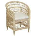 Aubry gaspard - fauteuil malawi en rotin naturel + coussin