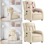Fauteuil de massage inclinable crme tissu - fauteuil inclinable - fauteuil massant - chaise relaxante ...