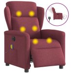 Fauteuil de massage inclinable �lectrique - chaise de relaxation rouge bordeaux tissu 252402