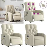 Fauteuil de massage inclinable électrique crème similicuir - fauteuil inclinable - fauteuil massant - ... Fauteuil de massage inclinable électrique crème similicuir - fauteuil inclinable - fauteuil massant - ...
