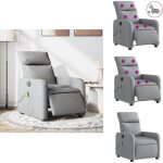 Fauteuil de massage inclinable électrique gris clair tissu - fauteuil inclinable - fauteuil massant - ... Fauteuil de massage inclinable électrique gris clair tissu - fauteuil inclinable - fauteuil massant - ...