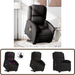 Fauteuil de massage inclinable noir tissu - fauteuil inclinable - fauteuil massant - fauteuil relax - ...