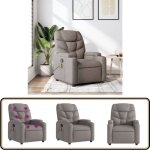 Fauteuil de massage inclinable taupe tissu - fauteuil relax - fauteuil massant - chaise inclinable - ...