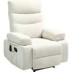 Homcom - fauteuil de massage relaxation inclinable chauffant poche rangement tissu blanc cassé Homcom - fauteuil de massage relaxation inclinable chauffant poche rangement tissu blanc cassé