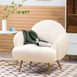 Fauteuil moderne d�contract� avec pieds en m�tal dor�, fauteuil simple avec dossier confort pour salon ...