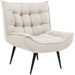 Beliani - fauteuil moderne design sans accoudoirs en tissu polyester beige clair alvesta Beliani - fauteuil moderne design sans accoudoirs en tissu polyester beige clair alvesta