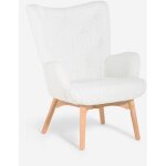 Fauteuil moderne style berg�re en tissu boucl� blanc wani