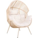 Fauteuil oeuf de jardin acier et r�sine beige - salenza