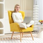 Fauteuil à oreilles avec accoudoirs, fauteuil de salon avec pieds en bois, dossier rembourré, velours, ... Fauteuil à oreilles avec accoudoirs, fauteuil de salon avec pieds en bois, dossier rembourré, velours, ...