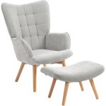 Homcom - fauteuil à oreilles et son repose - pieds piètement bois velours côtelé dossier effet capitonné ... Homcom - fauteuil à oreilles et son repose - pieds piètement bois velours côtelé dossier effet capitonné ...