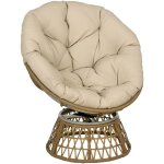 Fauteuil papasan - outsunny - r�sine tress� rotin pe - pivotant � 360� - coussin rembourr� - 85 x 70 ...