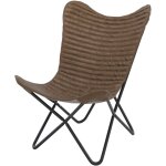 Rendez - vous dco - fauteuil papillon en cuir de chvre marron - octave