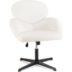 Costway - fauteuil en peluche teddy, chaise de bureau pivotante, hauteur r�glable et fonction � bascule, ...