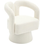 Fauteuil pivotant 360� en boucl� beige, design rond et confortable pour salon