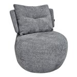 Meubletmoi - fauteuil pivotant 360 en tissu gris avec coussin amovible - ernesto