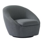 Vente - unique - fauteuil pivotant arrondi en tissu gris lacara ii Vente - unique - fauteuil pivotant arrondi en tissu gris lacara ii