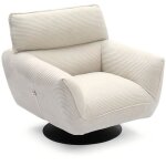 Fauteuil pivotant moderne avec dossier r�glable ghislain velours c�tel� cr�me