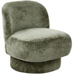 Fauteuil pivotant en tissu chenille dossier incurv rembourr vert aylo