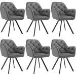 Tectake - lot 6 fauteuils pivotants 180� velours rembourr�s motif matelass� gris