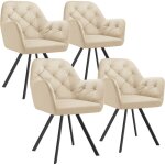 Tectake - lot 4 fauteuils pivotants 180 velours rembourrs matelasss crme