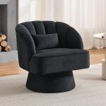 Fauteuil pivotant en velours, fauteuil rond moderne, chaise coiffeuse en avec dossier ouvert, fauteuil ...