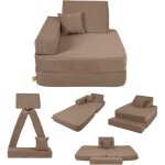 Angelove fauteuil pliable pour enfant � partir de 1 an et matelas de jeu - marron