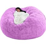Fauteuil poire g�ant fourrure sans remplissage, housse pouf g�ant bean bag sofa canap� - lit paresseux ...