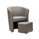 Toscohome - fauteuil avec pouf amovible en simili cuir gris tourterelle - pegasus