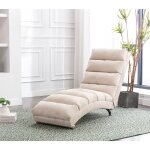 Fauteuil relax 148x55x87cm massant vibration douce rembourrage lin mousse haute densit� beige