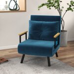 Modfu - fauteuils relax 63x73x81 cm, convertibles en canap - lit, fauteuil, velours, bleu marine