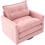 Modfu - fauteuil relax, fauteuil de chambre, pivotant � 360�, poches lat�rales, tissu chenille, rose
