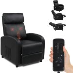 Fauteuil relax électrique avec massage et chauffage, fauteuil inclinable cuir pu noir, canapé salon home ... Fauteuil relax électrique avec massage et chauffage, fauteuil inclinable cuir pu noir, canapé salon home ...