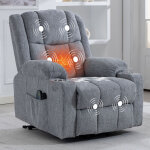 Fauteuil relax �lectrique massage chauffant, dossier et repose - pieds r�glables, 2 poches lat�rales ...