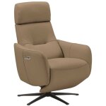 Fauteuil relax �lectrique pivotant avec t�ti�re manuelle tout cuir marron clair - reane