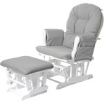 Hhg - jamais utilis] fauteuil relax 721 fauteuil  bascule, rocking - chair, tissu, gris clair, monture ...