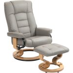 Mh - fauteuil relax inclinable joan avec repose - pieds gris et bois Mh - fauteuil relax inclinable joan avec repose - pieds gris et bois