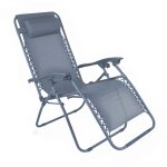 Fauteuil relax de jardin en acier et textil�ne inclinable bleu fonc�