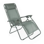 Fauteuil relax de jardin en acier et textil�ne inclinable vert gris