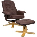 Hhg - jamais utilis] fauteuil relax m56, fauteuil tv avec pouf ottomane, similicuir eucalyptus bois ...
