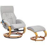 Beliani - fauteuil relax massant et chauffant fonction pivotante avec repose - pieds en cuir pu gris ...